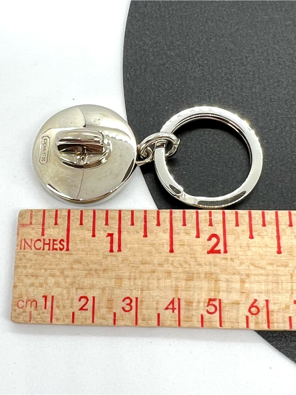 Vintage Coach Turnlock Valet Keychain Silver Tone Bag Charm Authentic - Picture 12 of 13